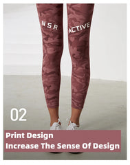 Camouflage High Waist Seamless Tights Pocket Leggings