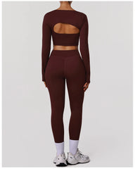 Naked Yoga Sets Women Hollow Leggings Gym Fitness Suits