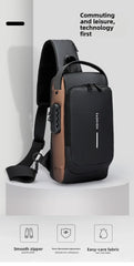 Men's Anti theft Lock Chest Bag with USB Charging Shoulder Strap
