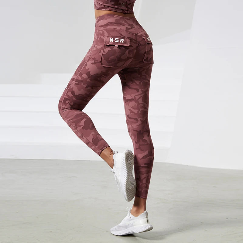 Camouflage High Waist Seamless Tights Pocket Leggings