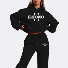 2pcs Women's Hooded Sweatshirt & Jogger Set Clothing