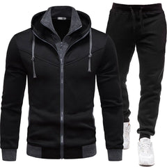 Autumn and winter sports splicing men's jacket casual set