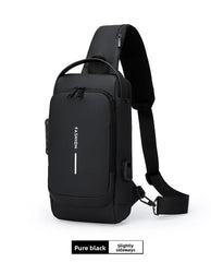 Men's Anti theft Lock Chest Bag with USB Charging Shoulder Strap